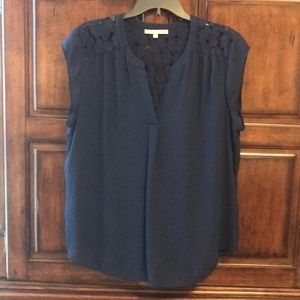 Navy lace back blouse